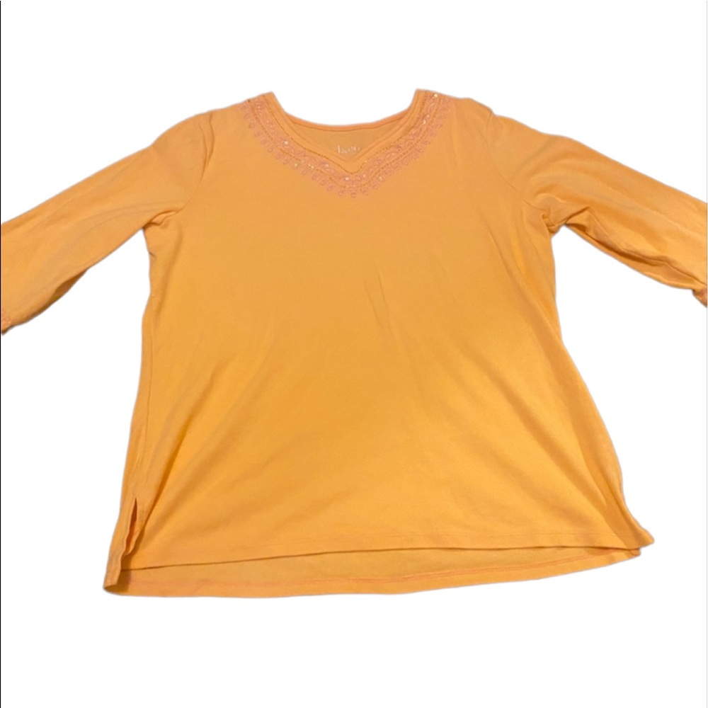 Denim&Co top with embroidery and sequins